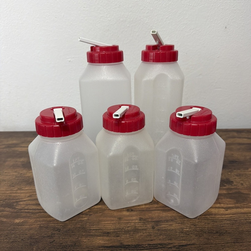 5 VTG. RUBBERMAID SIPPIN SAVER - 16 OZ. & 32 OZ. DRINK BOTTLES FLIP TOP  LID